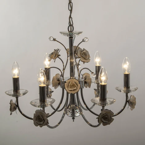 Подвесная люстра Abrasax 2031/6 (chrome) (220V, на цепи, цветы, розы)