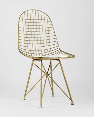 Стул обеденный Eiffel золотой с белой подушкой УТ000004228