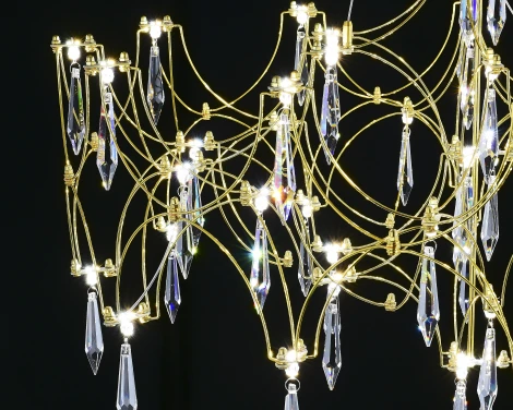 Подвесная люстра светодиодная с пультом и хрустальными подвесками Asfour MyFar Ileria MR2652-57P-76AP