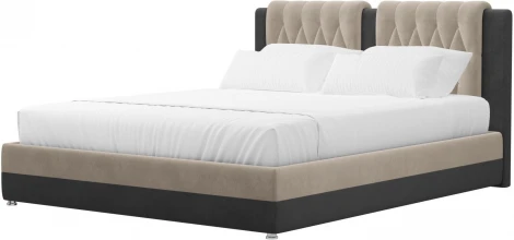 Кровать интерьерная Камилла 200 (Бежевый,Серый/Велюр) Лига Диванов арт.120651