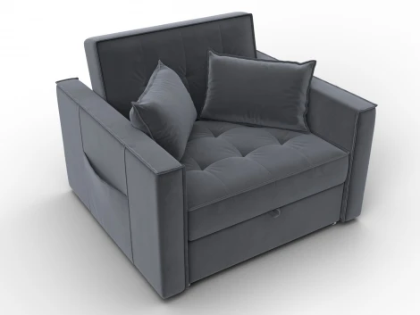 Кресло-кровать Лига-104 (80) (ЛДСП,Брус,Фанера,Велюр/Серый) Лига Диванов 134855