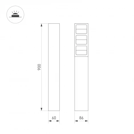 Наземный светильник светодиодный LGD-TILLIS-BOLL-H900-12W Warm3000 (GR, 92 deg, 230V) (Arlight, IP65 Металл) 050729