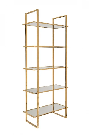 47ED-00401 Стеллаж прозр.стекло/золото 81*40*200см Garda Decor