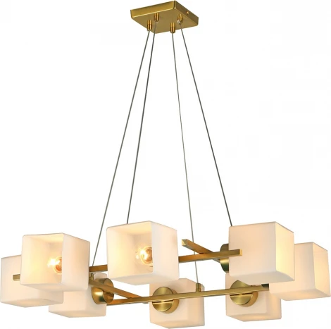 Подвесной светильник Escada Spacium 2137/8S 8x40Вт E27, металл/стекло, медь, белый матовый плафон (220V, на тросе)