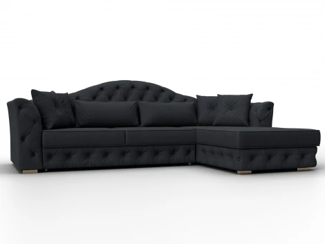 Диван угловой Артис правый угол (Брус,Рейка,Замша/Темно-серый) Лига Диванов 128038