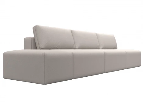 Диван прямой модульный с пуфом Лига-060 НПБ Лонг (ЛДСП,Брус,Фанера/Пластик/Замша/Бежевый) Лига Диванов 129487