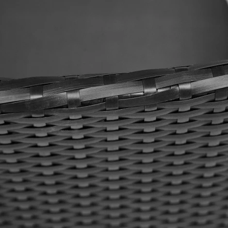 Обеденный сет (стол+4стула) (mod. 210036) черный, ткань: DB-16, серый (пластиковый ротанг, стекло)