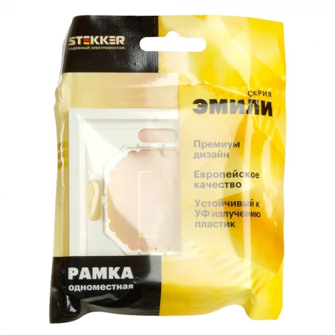 Рамка на 1 пост (белый фарфор, soft touch) Stekker Эмили 49884
