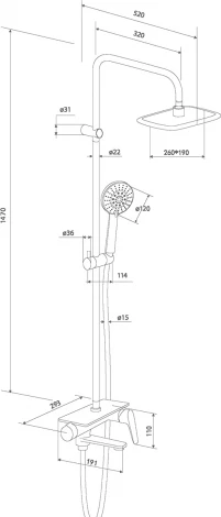 Душевая стойка Damixa Origin Bit 977720000 с полкой