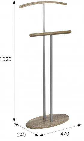 Вешалка костюмная Дэви 2 металлик/дуб крымский состаренный от фабрики Mebelik