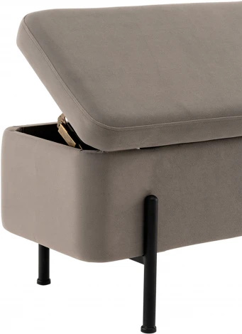 Банкетка Stool Group Болейн с ящиком велюр серый черные ножки арт.УТ000040204