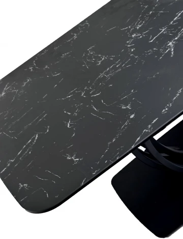 Стол MATERA 160 NERO KL-116 Черный мрамор матовый, итальянская керамика/ черный каркас М-City