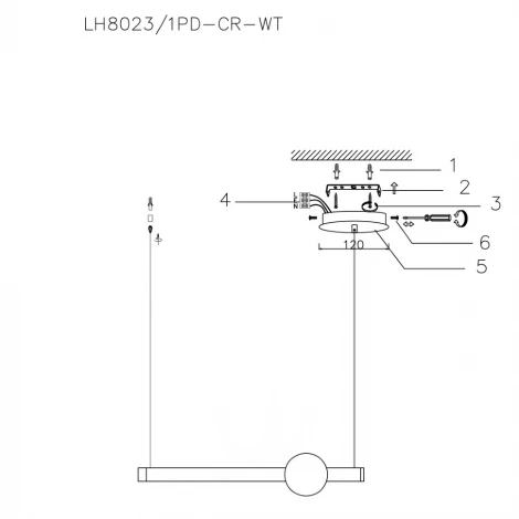 Подвесной светильник Lumien Hall Greniya LH8023/1PD-CR-WT