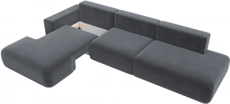 Диван угловой Лига-036 НПБ Модерн Лонг левый угол (Серый/Велюр) Лига Диванов арт.121429L
