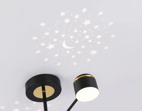 Потолочная люстра на штанге светодиодная с пультом Ambrella Comfort FL51632 (регулировка яркости, 220V, круглые, звездное небо, проекция)