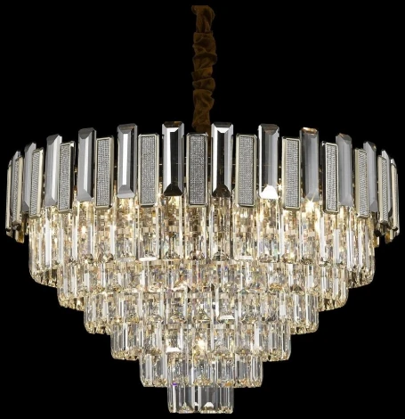 Подвесная люстра ярусная каскадная Wertmark Candida WE131.13.303 (220V, хрусталь, на цепи)