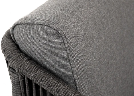 "Канны" кресло плетеное из роупа, каркас алюминий темно-серый (RAL7024) муар, роуп темно-серый круглый, ткань темно-серая 027 4SIS арт.УТ-00006613