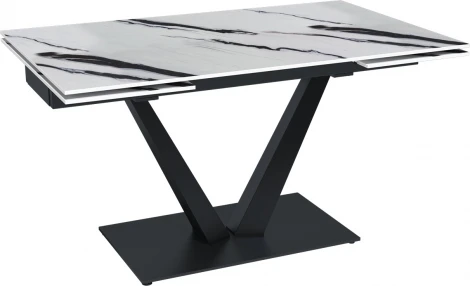 Стол раскладной Malibu (140+40+40), керамика глянцевая Panda White Top Concept арт.22771