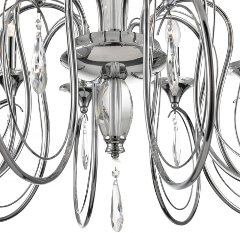 Подвесная люстра Lumion Laoka 8032/10 хром, металл/хрусталь Е14 10*40W 220V (подвески, на цепи, подсвечник, свеча)