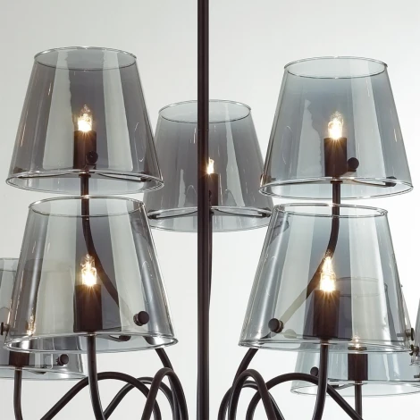 Потолочная люстра ярусная на штанге Lumion Smoky 6570/9C черный/дымчатый/металл/стекло G9 9*20W 220V