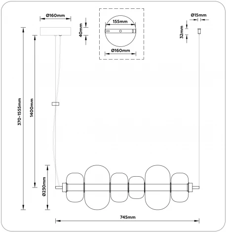 Подвесной светодиодный светильник Ambrella High Light LH11071 (220V, на тросе)