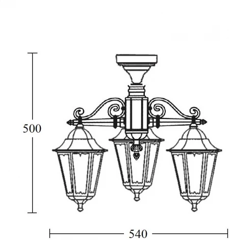 Потолочный светильник уличный Oasis Light PETERSBURG M 79870MA/3 W (220V, фонарь, IP44)