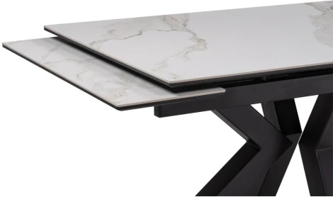 Керамический стол Woodville Бронхольм 140(200)х80х77 белый мрамор / черный 532396