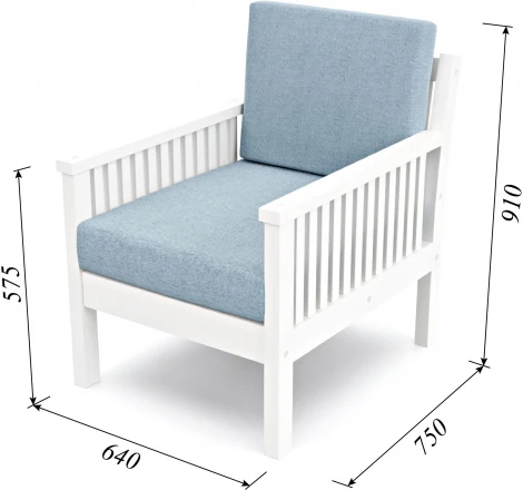 Кресло Arsko Норман белая эмаль голубая рогожка