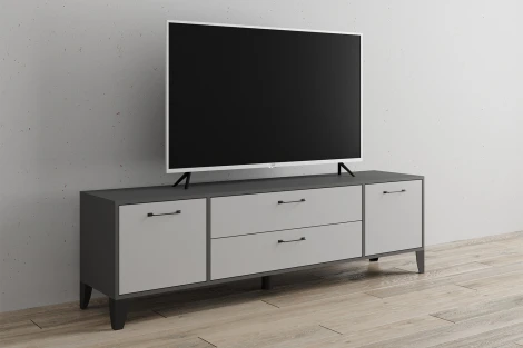 Тумба под телевизор ТЭКС Парус-13, Графит серый, Камень серый