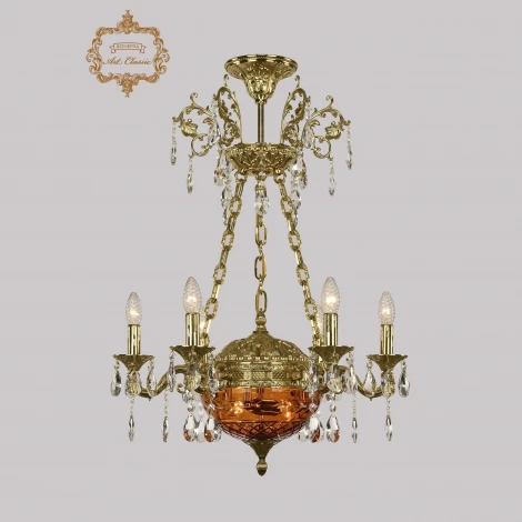 Подвесная люстра с хрустальными подвесками Art Classic 31.51 31.51.6.CK125SP.250SP.G.Sp.Amber.1B
