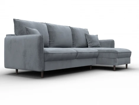 Диван угловой Лига-064 НПБ угол универсальный (ДСП/Дерево/Велюр/Серый) Лига Диванов 129629