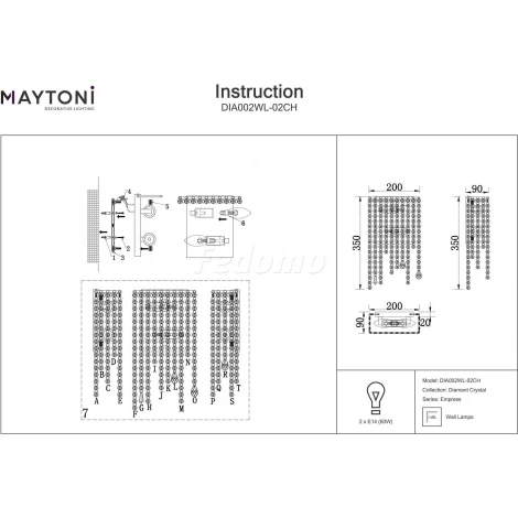 Настенный светильник Maytoni Empress DIA002WL-02CH (220V, подвески)