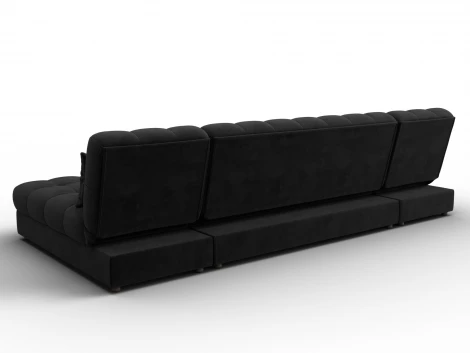 Диван П-образный Лига-116 НПБ (ДСП,ЛДСП,Велюр/Черный) Лига Диванов 137331