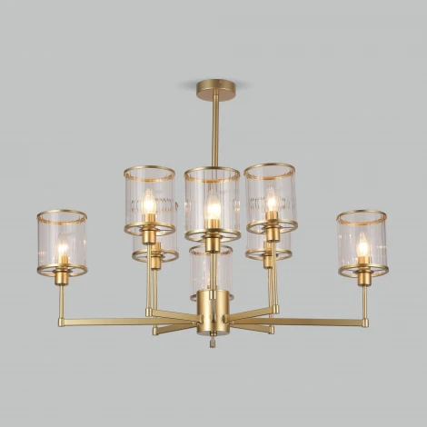 Потолочная люстра Wi-Fi на штанге Eurosvet Inari 60144/8 золото (220V, управление смартфоном, голосовое управление, умный дом - Minimir Home, Алиса, Маруся, Салют)