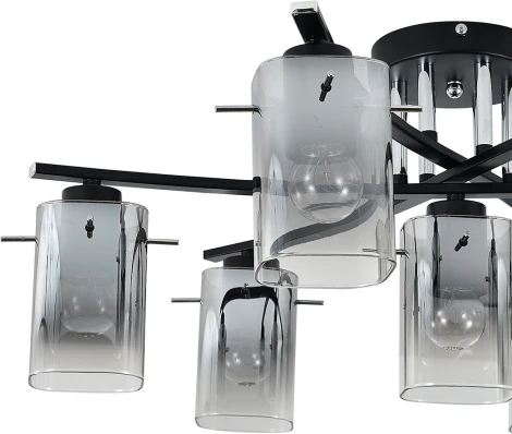 Потолочная люстра на штанге Escada Iberis 1101/7P Black 7x40Вт E27, металл/стекло, черный (220V)