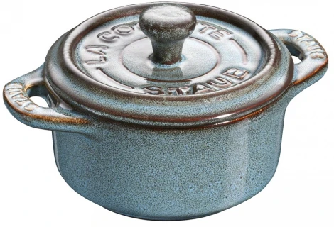 Мини-кокот круглый, 10 см, античный бирюзовый 40512-000 Staub
