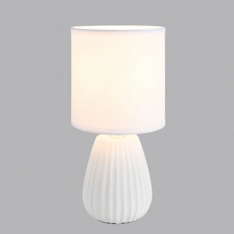 Настольная лампа Lumion Asela 8159/1T белый, керамика/текстиль E14 1*40W 220V (выключатель, круглые)