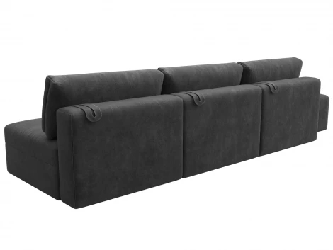 Диван прямой модульный с пуфом Лига-060 НПБ Лонг (ЛДСП,Брус,Фанера/Пластик/Велюр/Темно-серый) Лига Диванов 129489