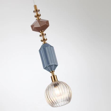 Подвесной светильник Odeon Light Terra 5414/1D античная бронза/синий/коричнев/стекло/керамика E14 1*40W (220V, на проводе, круглые)