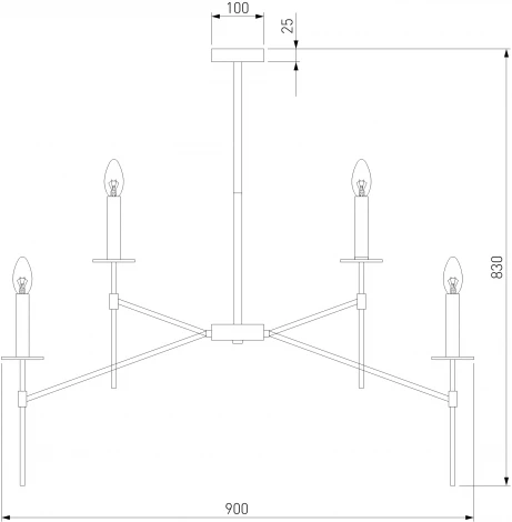 Потолочная люстра Wi-Fi на штанге Eurosvet Anders 60142/9 латунь (220V, управление смартфоном, голосовое управление, умный дом - Minimir Home, Алиса, Маруся, Салют, свеча)