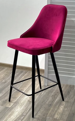 Полубарный стул M-City NEPAL-PB ВИННЫЙ #16, велюр/ черный каркас (H=68cm)