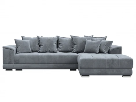 Диван угловой НордСтар правый угол (ДСП,Брус/Пластик/Велюр/Серый) Лига Диванов 127942