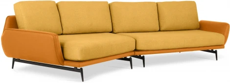 Диван Ispani угловой левый ОГОГО (арт.799386), (Ткань,Экокожа/Оранжевый)