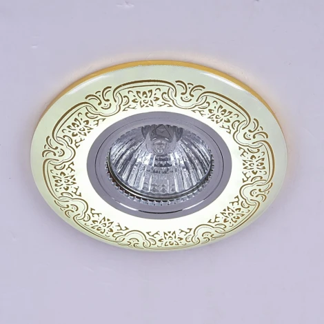 Встраиваемый точечный светильник Reluce 09502-9.0-001MN MR16+LED3W WH/GD (220V, круглые)