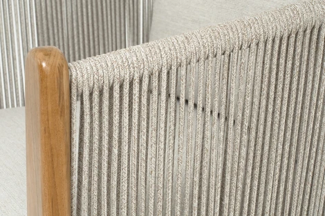 "Сидней" кресло плетеное из роупа, основание тик, каркас алюминий бежевый, роуп бежевый, ткань бежевая 4SIS арт.УТ-00009543