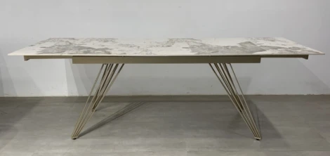 Стол ACERRA NEW 160 GLOSS GRAND JADE SOLID CERAMIC/ каркас цвета шампань М-City