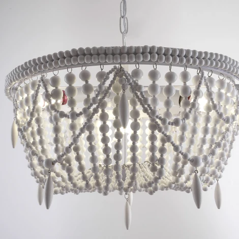 Подвесная люстра Rh Anselme White Wood Weathered Chandelier ImperiumLoft 40.2087-0 (220V, на цепи)