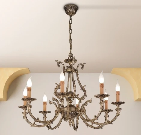 Подвесная люстра Nervilamp 583 583/8 (220V, на цепи, подсвечник, свеча)