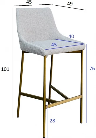 Стул барный белый+бронза 45*49*101см Garda Decor арт.163YH-16963