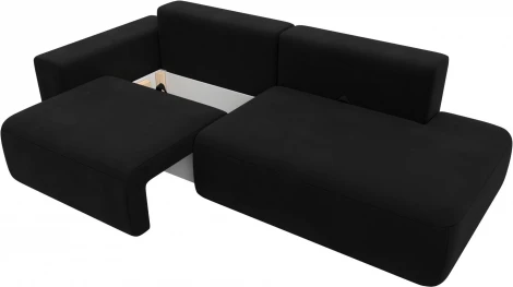 Диван прямой Лига-036 НПБ Модерн подлокотник слева (Черный/Микровельвет) Лига Диванов арт.121331L